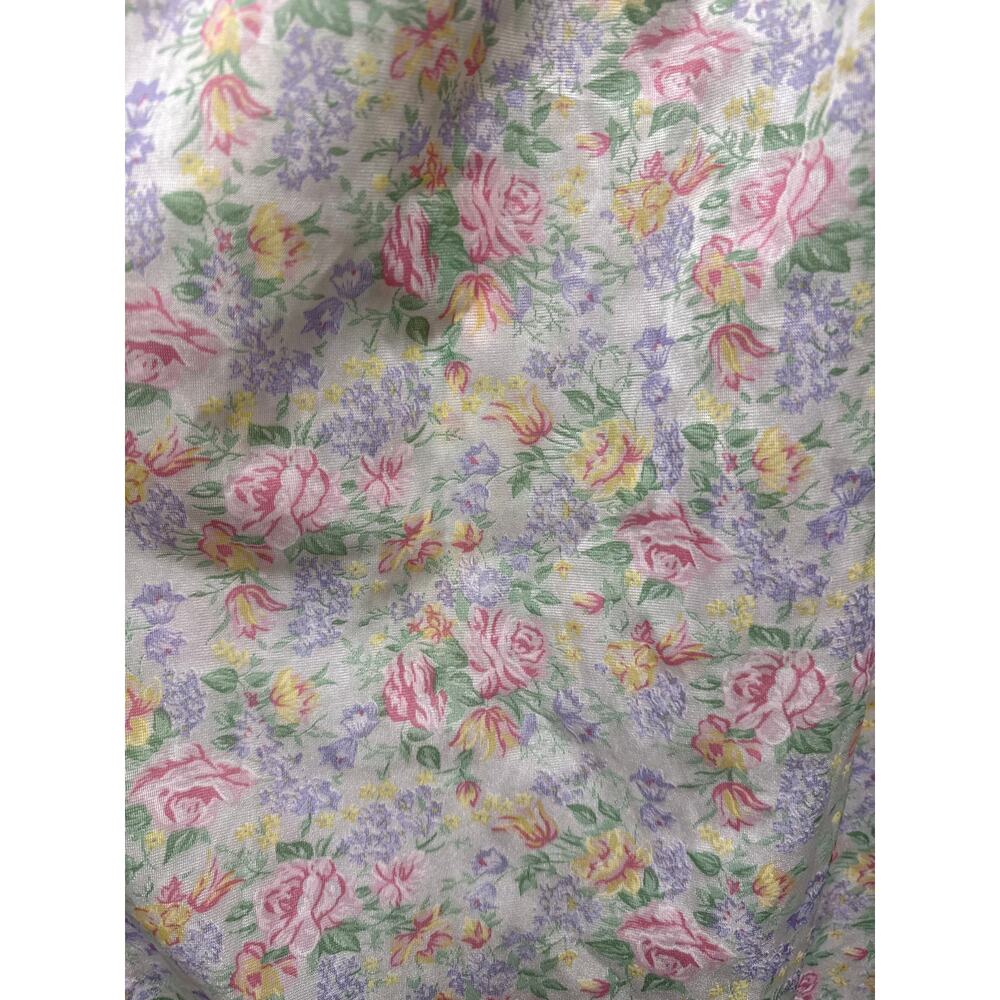 Vintage 80s Elana Rose Print V Neck Lace Trim Cottagecore Maxi Night Gown OS - Picture 5 of 7
